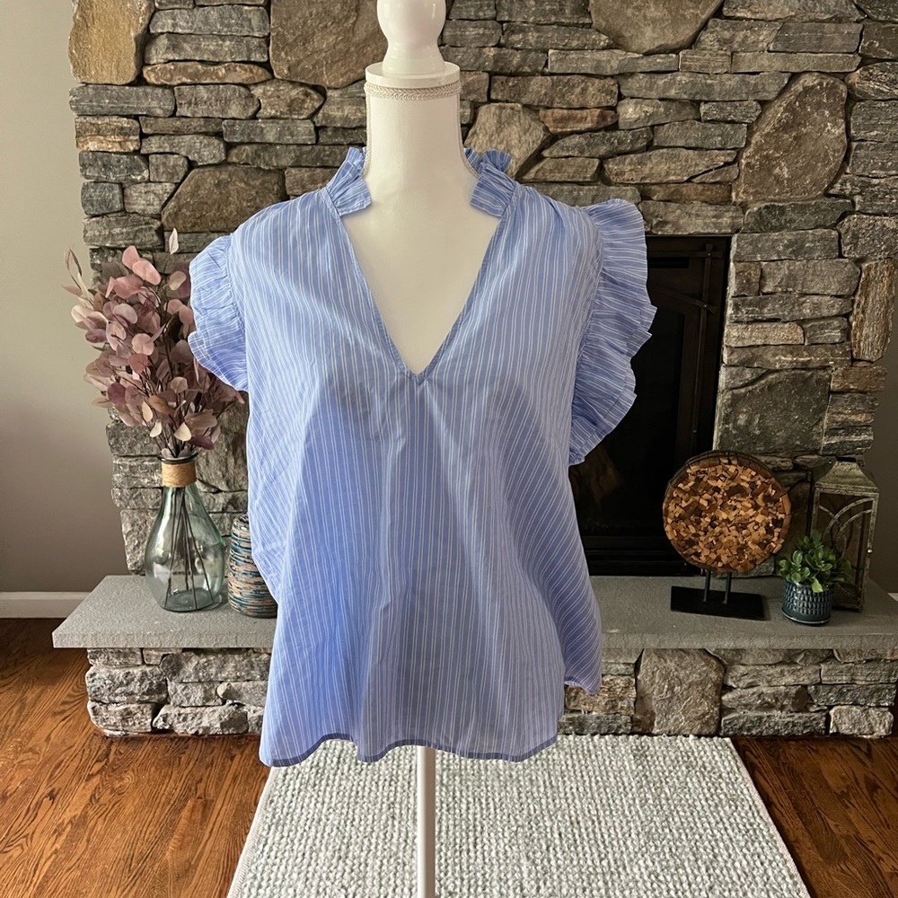 H and M Blue Striped Women's Top